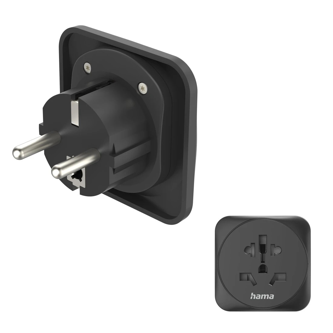 Hama 1524944 223461 Reiseadapter Typ E und F, 3-polig Schwarz Reisestecker