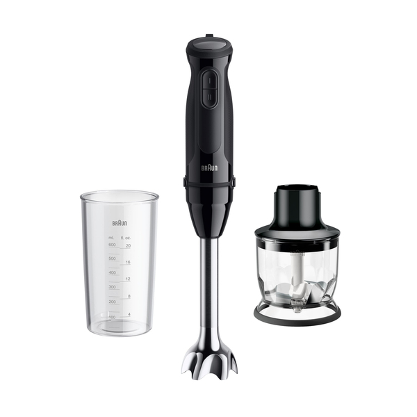 Braun Multiquick 3 Stabmixer 900W, 3 Geschwindigkeiten mit Zerkleinerer, schwarz
