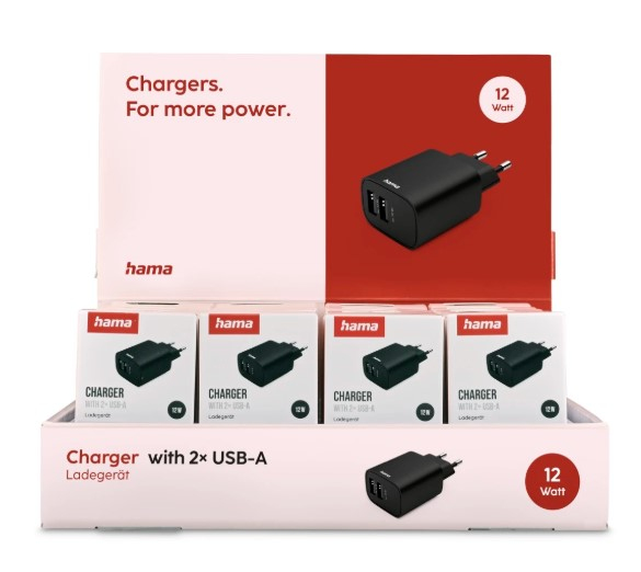 Hama 1513879 201951 Ladegerät, 2-fach USB-A, 12W